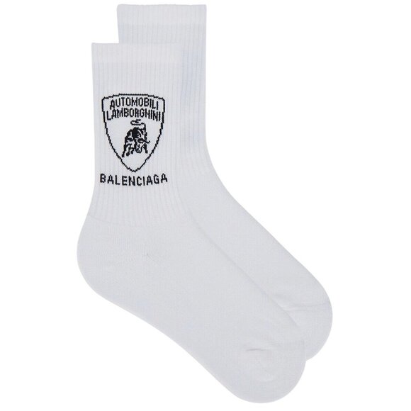 Balenciaga Lamborghini Socks in White & Black Small Unisex - Picture 1 of 7